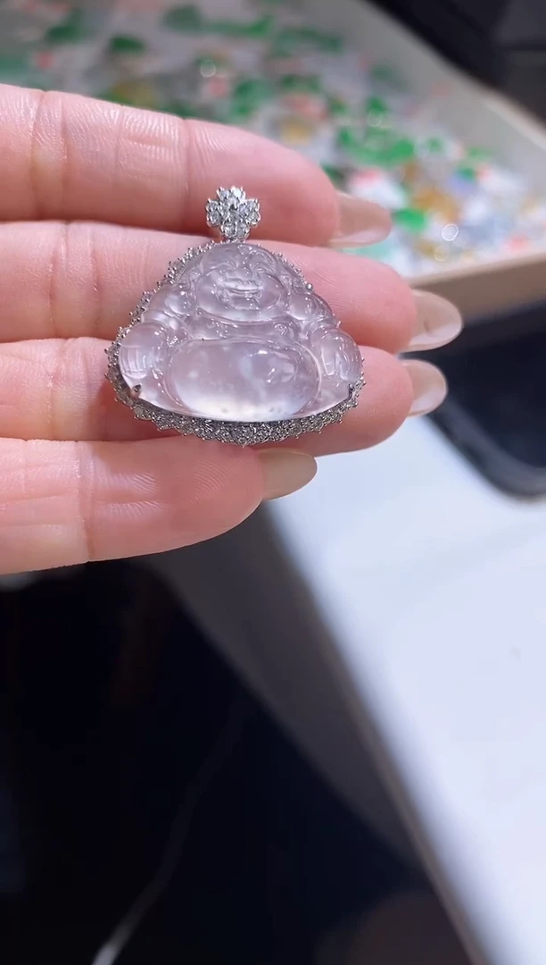 吊坠(不含链)18K金镶嵌翡翠佛公