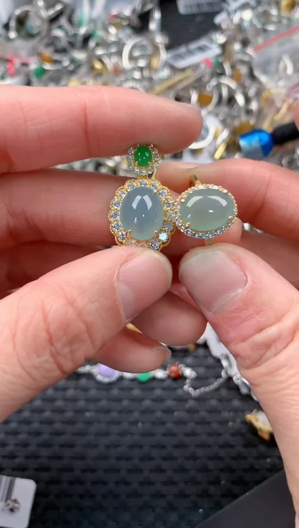 银S925镶嵌戒指翡翠777    1