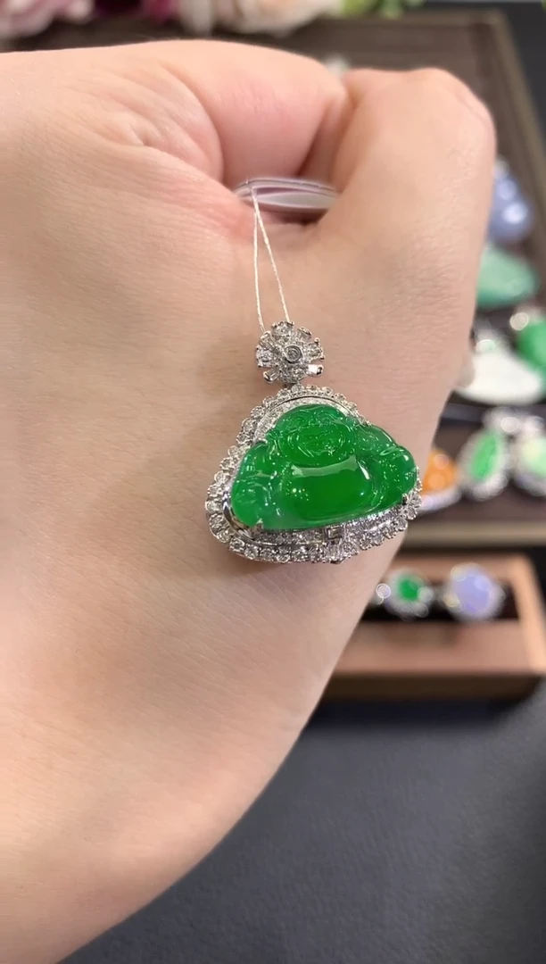 吊坠(不含链)18K金镶嵌翡翠d31