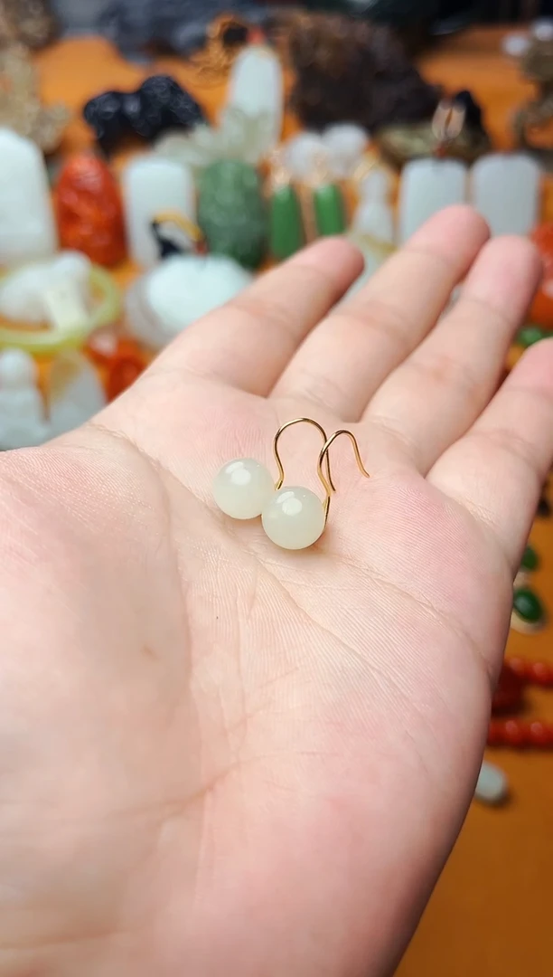 【闪购商品】和田玉耳饰银S925镶嵌耳饰