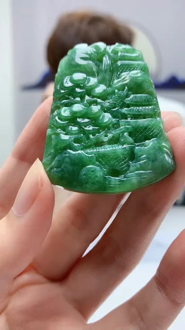 【闪购商品】定制翡翠未镶嵌4868zm-毛货挂件山水115