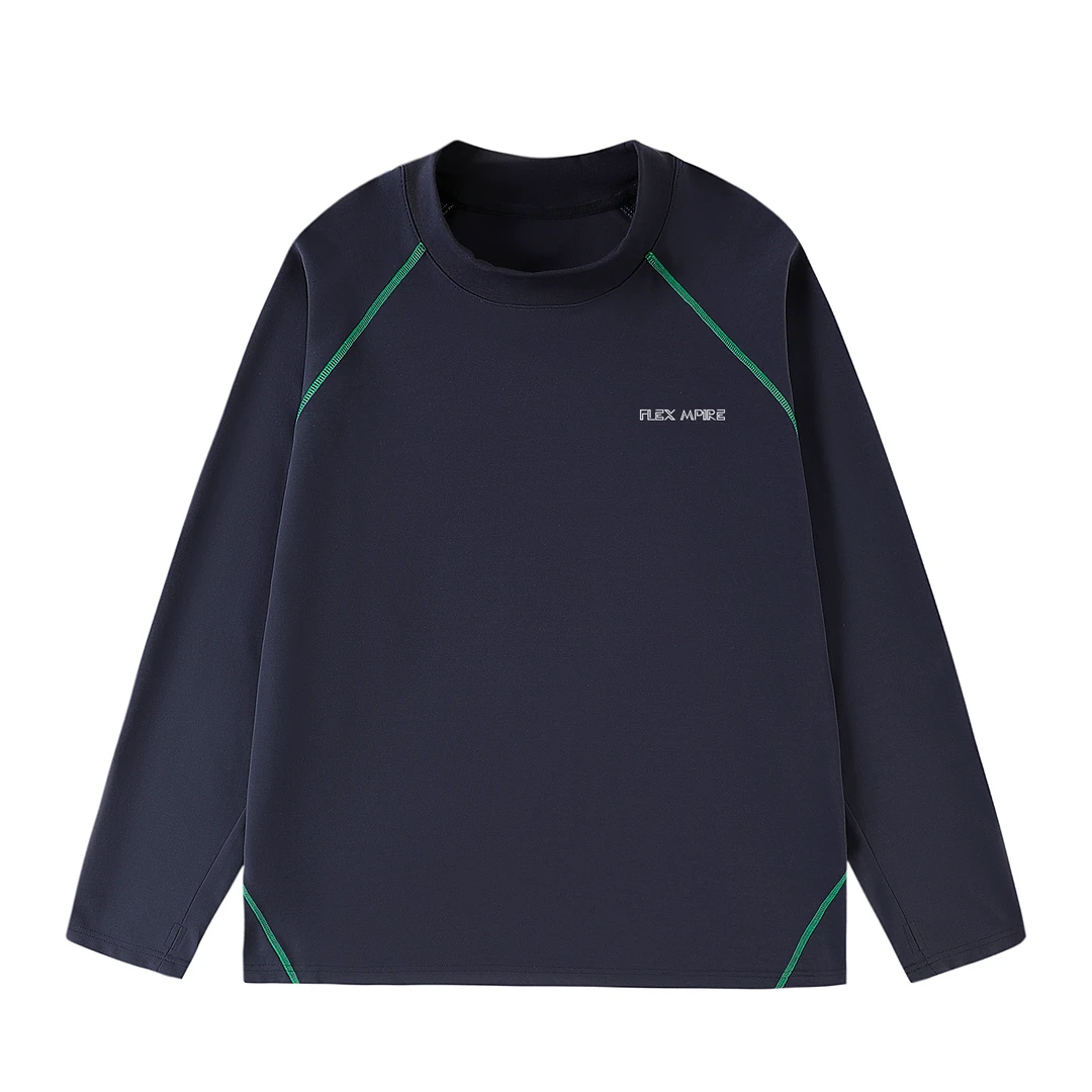 FLEX EMPIRE简约运动户外宽松拼接撞色圆领打底休闲长袖T男女同款