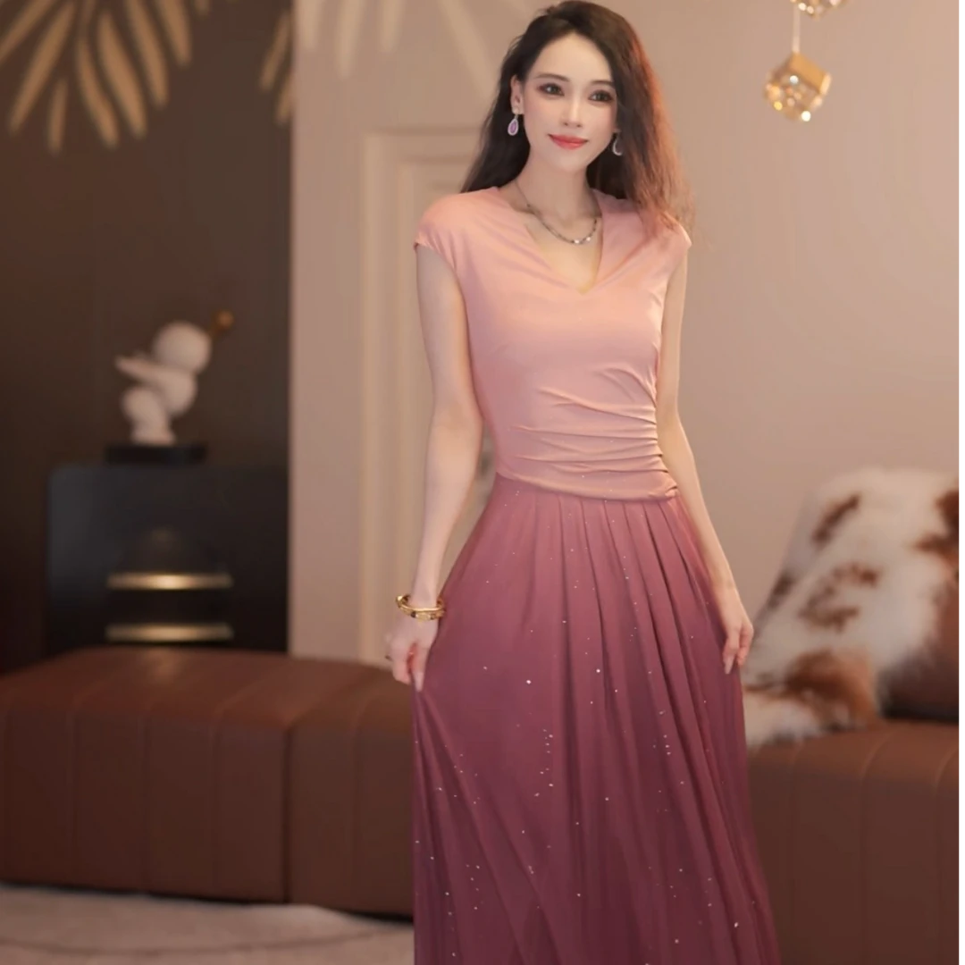 【静铉】花香流转春夏新款高级法式气质显瘦A摆连衣裙-YL50125