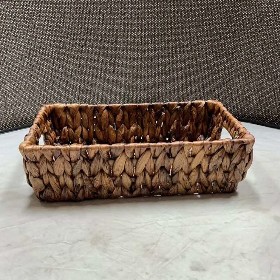 4249瑕疵款 长30宽20高8cm 水仙藤编织桌面收纳筐家用小型储物篮