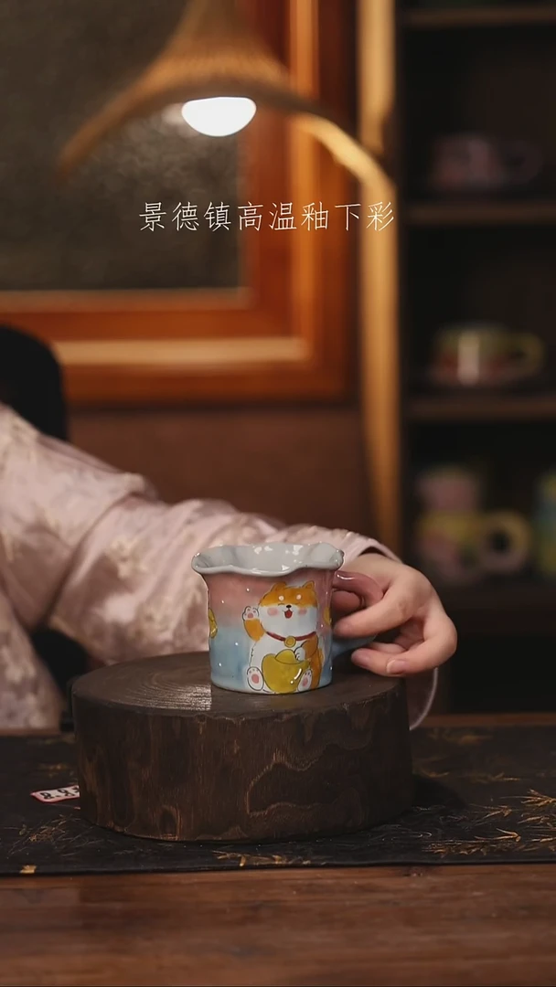 陶瓷景德镇高温釉下手绘陶瓷@L619@