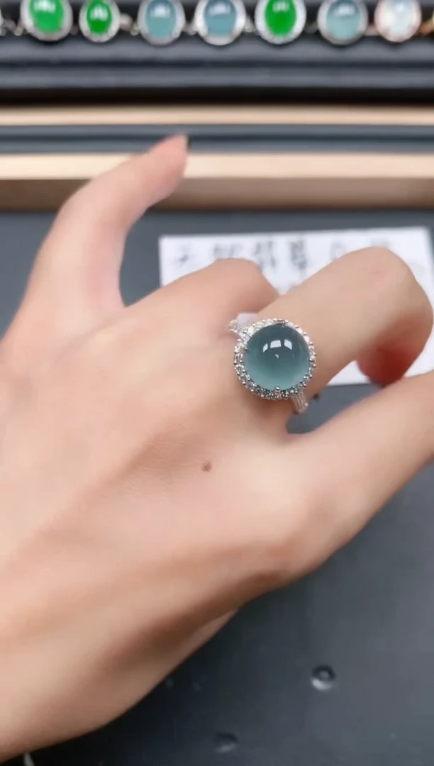 翡翠戒指银S925镶嵌1111