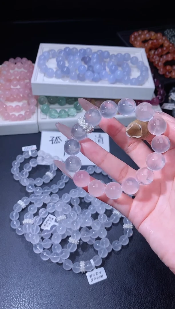 合金手链水晶1030.26奶白晶手串 多样性发其一 微色差