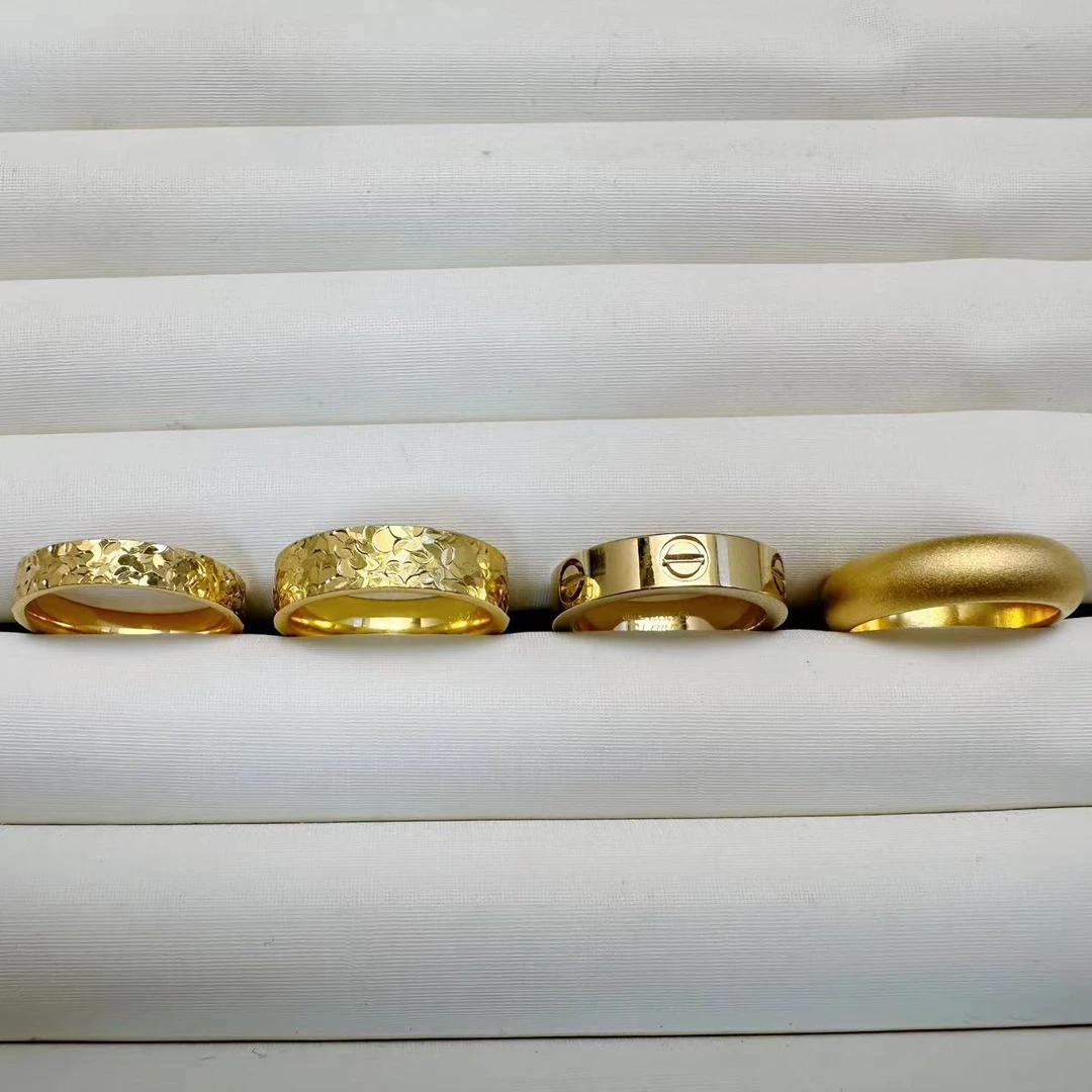 合金戒指 合金戒指 碎冰冰泥鳅背宽窄戒指男女款百搭不掉色戒指