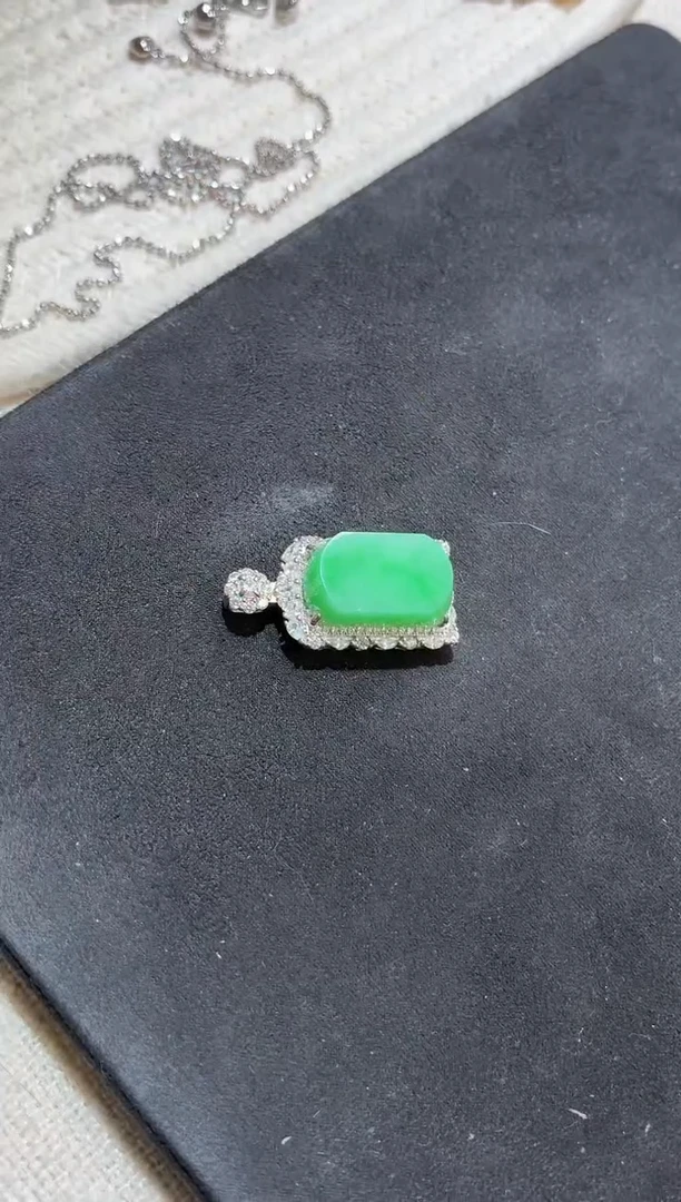 吊坠(不含链)银S925镶嵌翡翠【挽石珠宝】无事牌