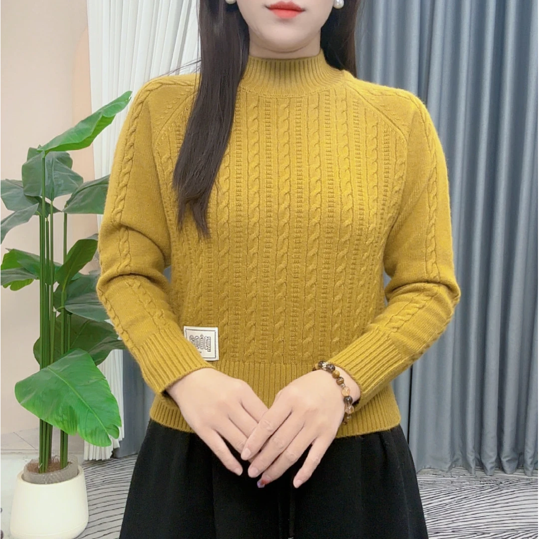 【羊毛衫】冬季新款圆领女针织衫百搭休闲冬保暖气质套头典雅上衣