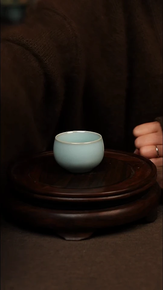 瓷片天青色小禅定杯60ml微瑕不带礼盒