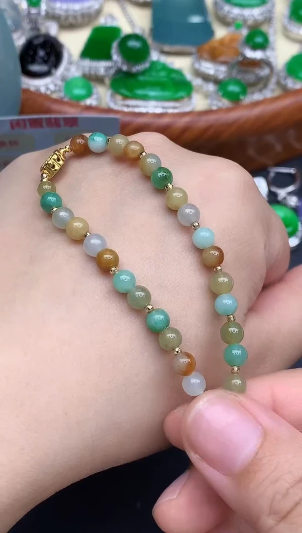 18K金镶嵌手链翡翠128-中国好珍宝