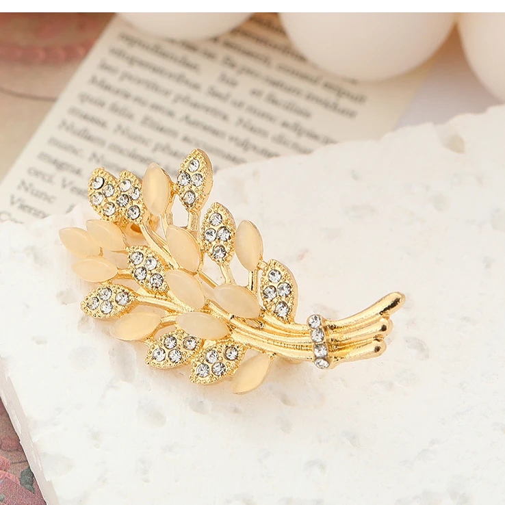 合金胸针 优雅水晶麦穗胸针 新款小众设计感气质胸针 百搭西装