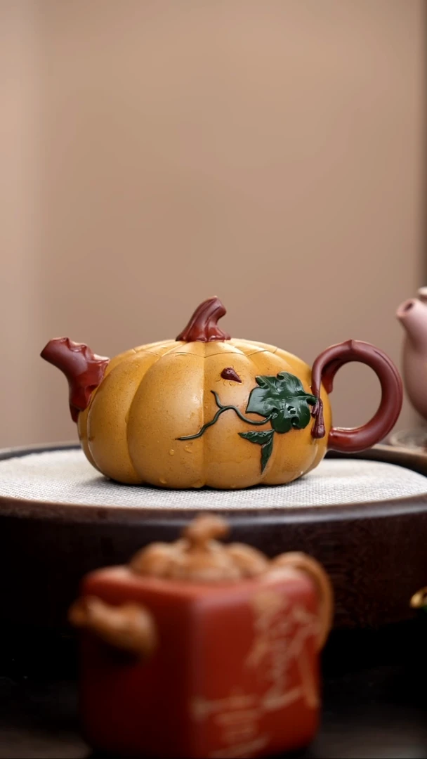 茶壶紫砂黄金段三色南瓜壶