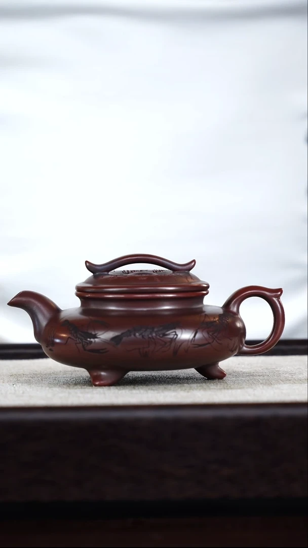 茶壶紫砂乌泥三足