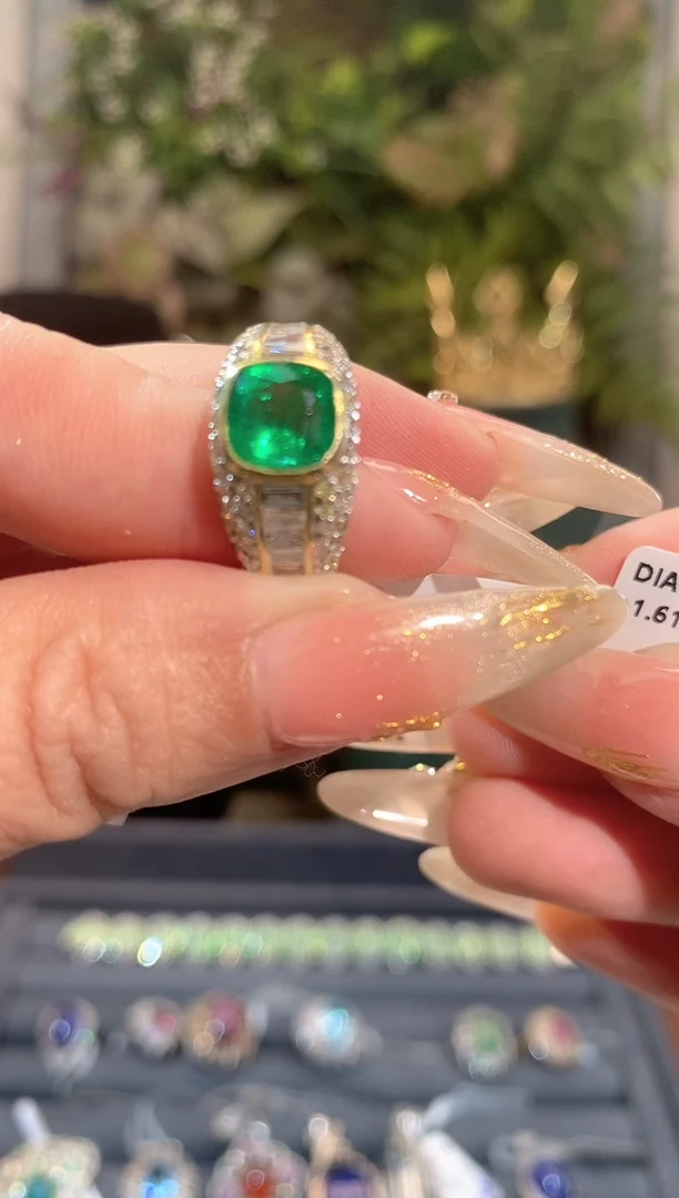 未镶嵌戒指祖母绿天然祖母绿戒指