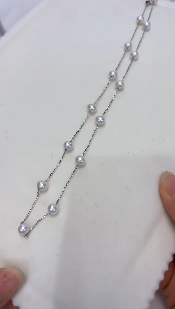 淡水珍珠银S925镶嵌颈饰满天星