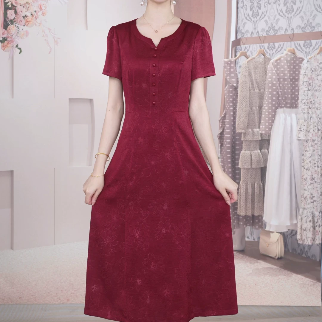 [102]2025夏季新款气质修身收腰百搭显瘦洋气减龄时尚连衣裙