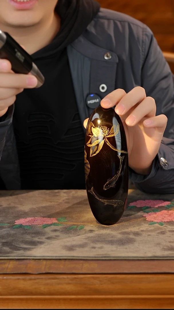 金丝楠木手工大漆和和美美茶则