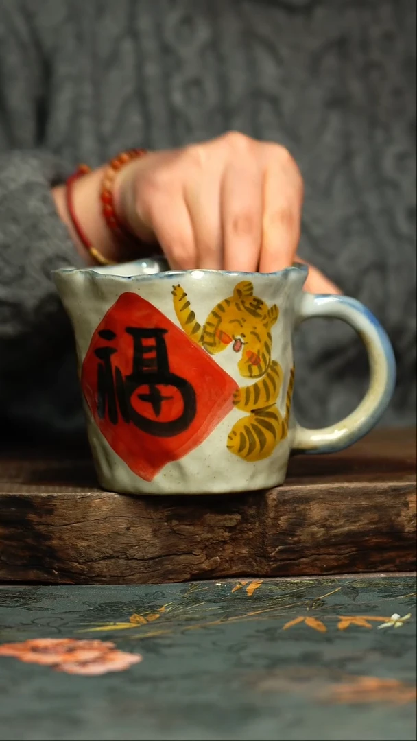 【闪购商品】杯杯釉下彩手工手绘同款陶器