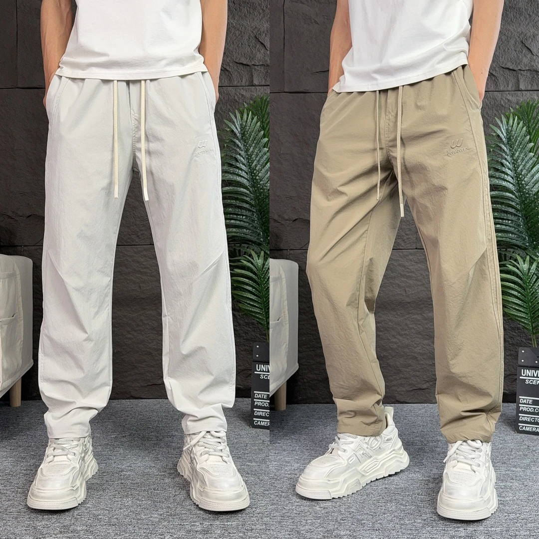2025夏季薄款休闲裤男士时尚百搭宽松哈伦裤纯色潮牌直筒裤长裤子