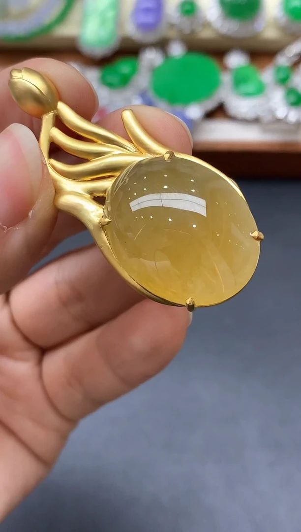 颈饰18K金镶嵌翡翠719-中国好珍宝