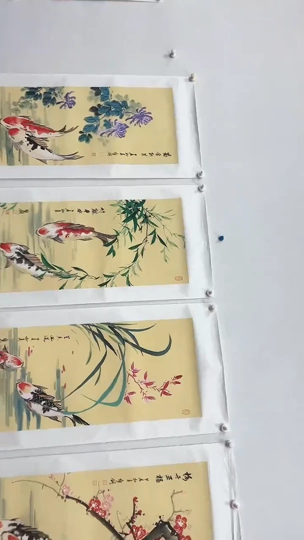 【闪购商品】国画史维钢亲笔手绘国画梅兰竹菊四条屏