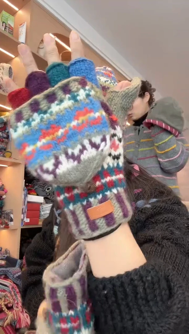 羊毛青花瓷手套