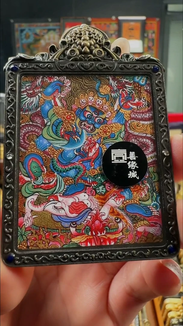 吊坠壹善缘城手绘唐卡大黑天