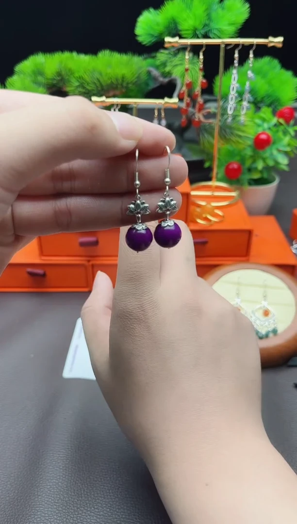 玛瑙/玉髓耳饰银S925镶嵌729