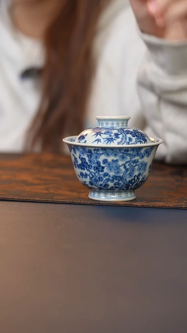 成蕴松竹梅二才盖碗