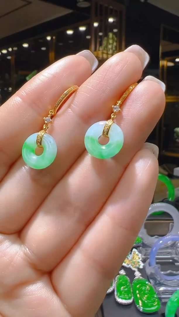 【闪购商品】翡翠耳饰18K金镶嵌123