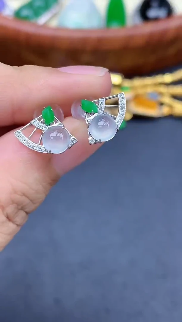 18K金镶嵌翡翠耳饰407-中国好珍宝