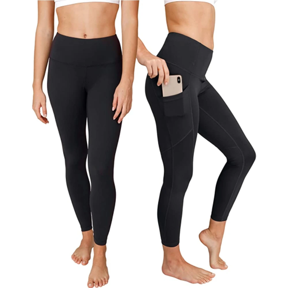 瑕疵链接 9分有口袋款瑜伽裤超高腰女磨毛紧身提臀透气高弹B142