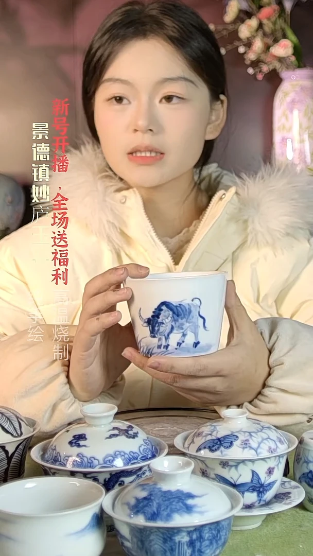 盘陶妙庐玉窑冰桶杯微瑕