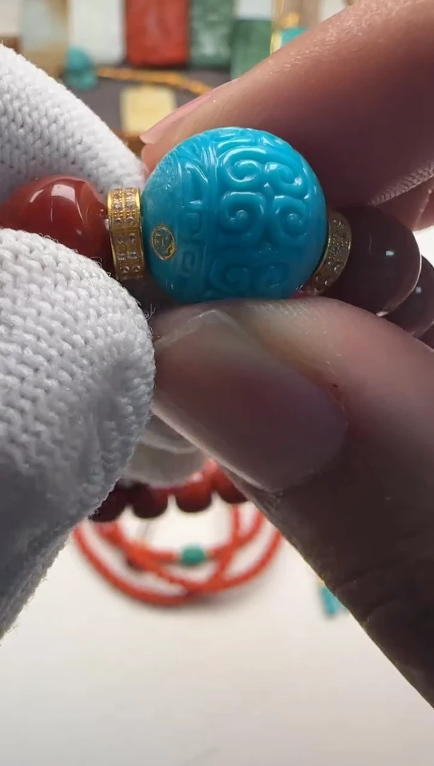 18K金镶嵌手串手串南红玛瑙长***～手串手串