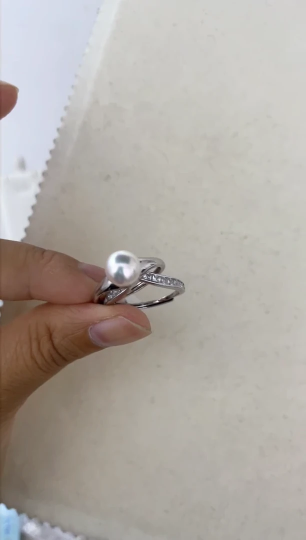 海水珍珠戒指银S925镶嵌戒指