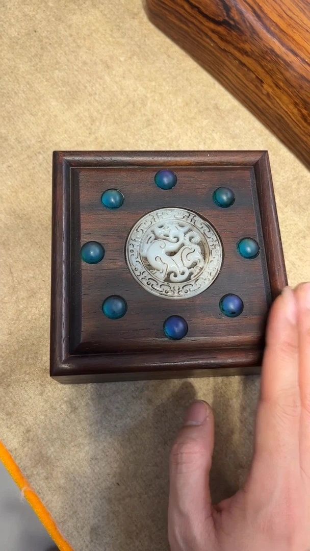 【闪购商品】木玉石镶嵌四方抽拉盒