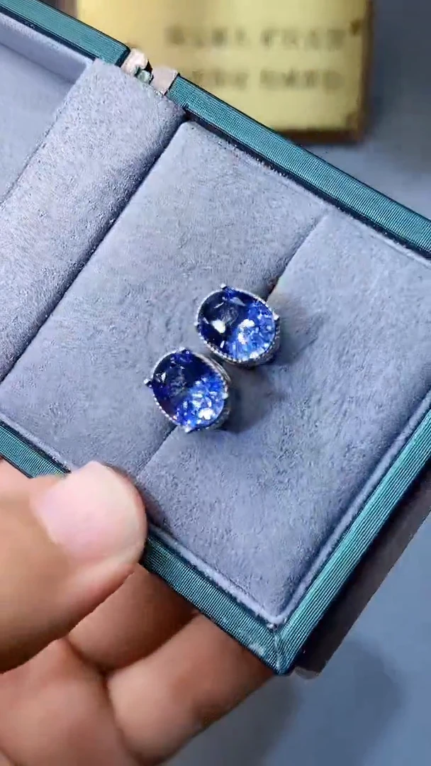 【闪购商品】蓝宝石耳饰银S925镶嵌354