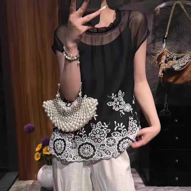 刺绣无袖上衣马甲背心10907