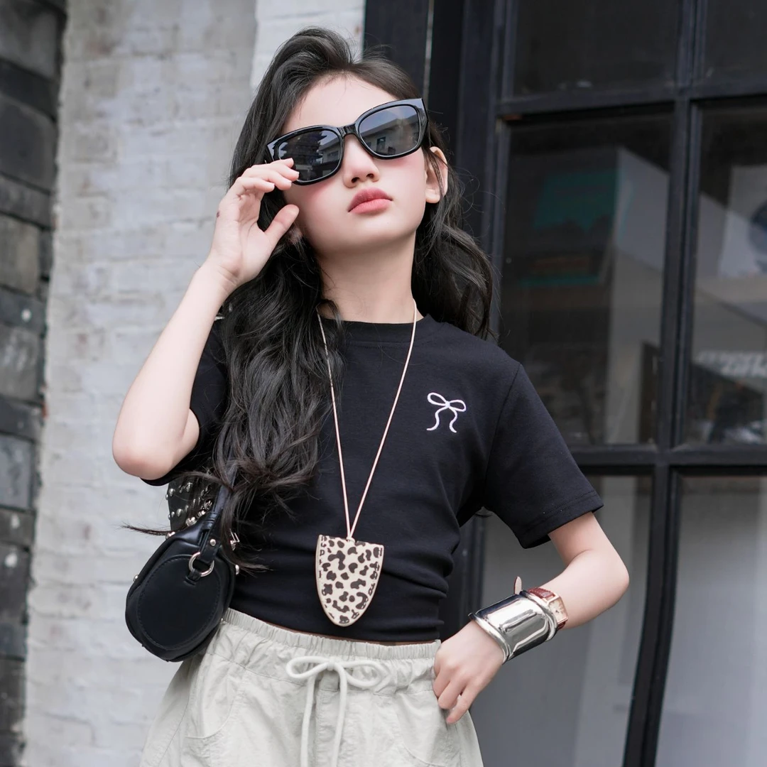 新版夏装夏季休闲女童印花短袖2025韩版打底字时尚女童时尚百搭