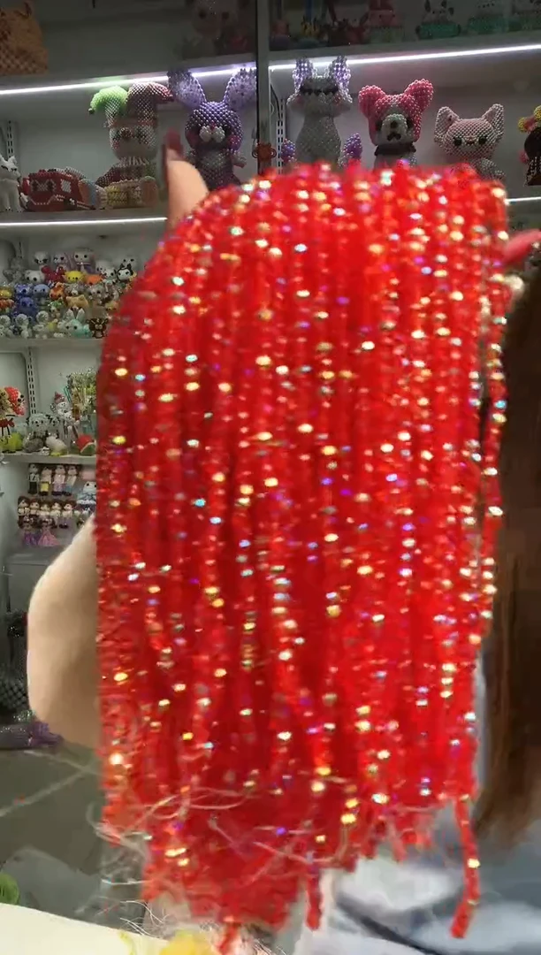 玻璃0905卡4扁水晶10条进口彩大红