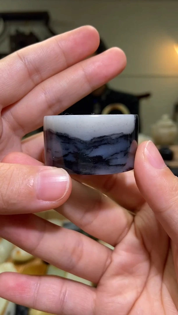 未镶嵌和田玉把件新疆和田玉青花扳指手把件 内径22