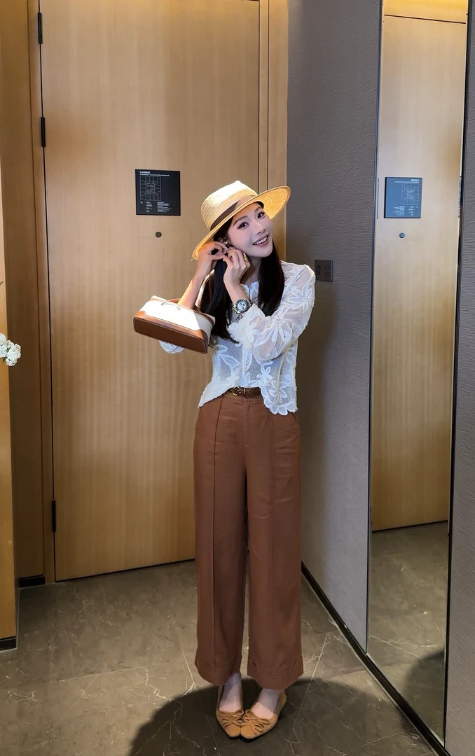 利达NEW DADADA 老钱风松弛感亚麻休闲裤直筒阔腿宽松长裤SDK1818