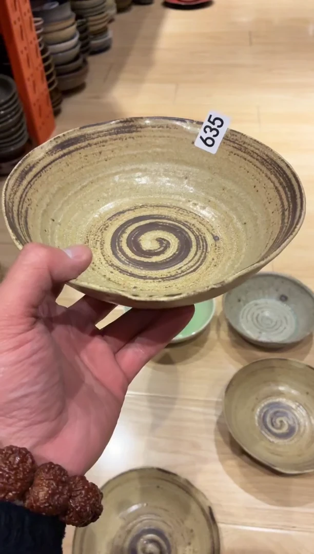 瓷片左*635粗陶褐色深汤盆1个