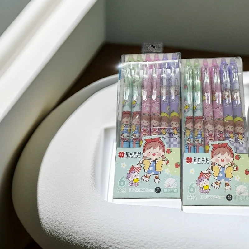 花木草树磨易可擦按动中性笔HS-6908