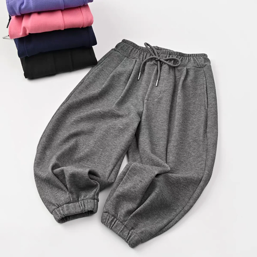 预 【熊】37号-加绒望眼镜熊两色束脚卫裤货号V02R