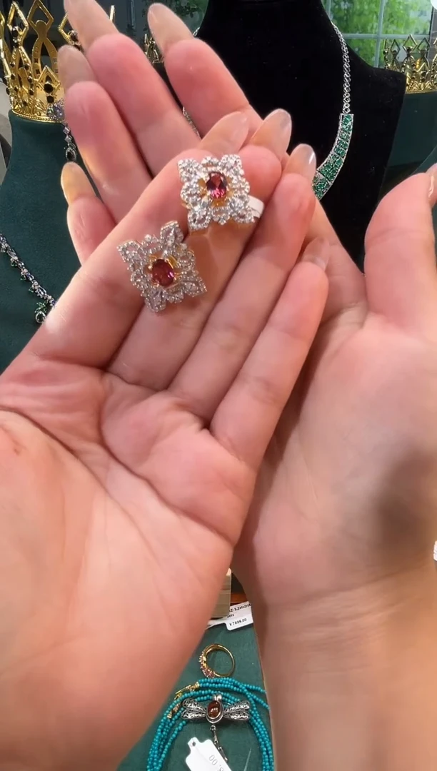 银S925镶嵌耳饰碧玺耳饰