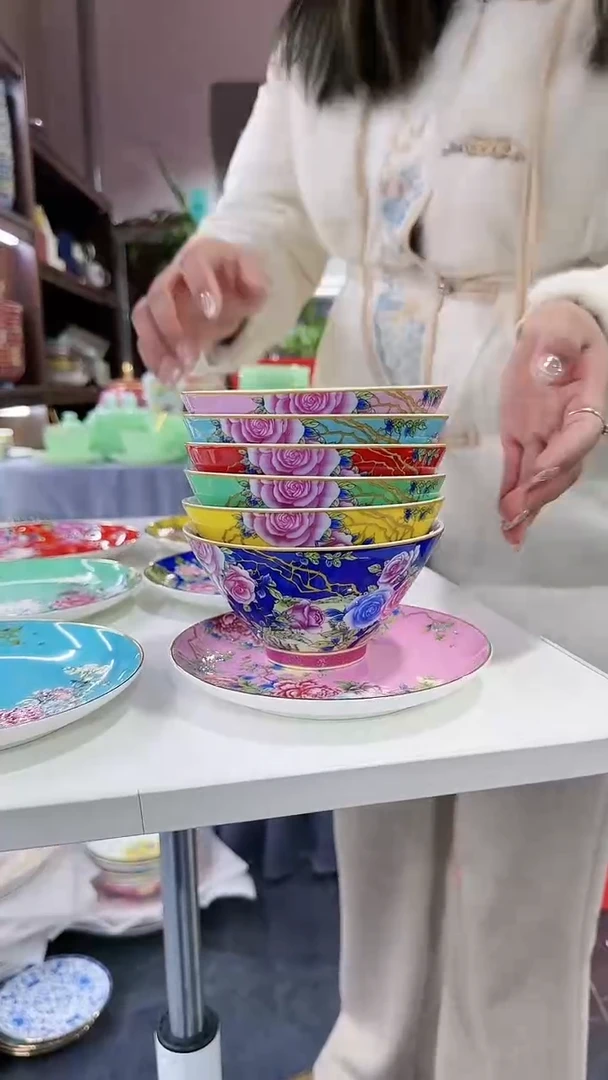 【闪购商品】瓷片斗笠碗5英寸饭碗混色6个