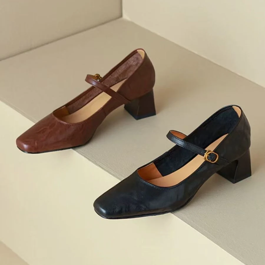 【001-200】苏格（断码捡漏）单鞋女中跟粗跟方头百搭